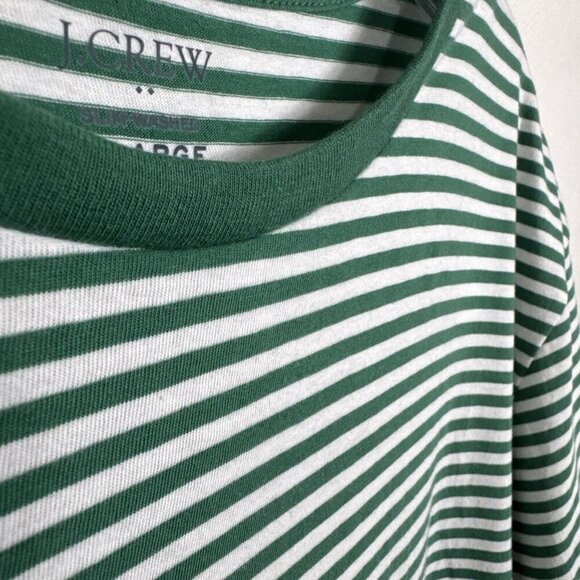 J.Crew Factory  Men's XL Slim Washed Short Sleeve Crew Tee Green Striped NWT - Picture 5 of 12